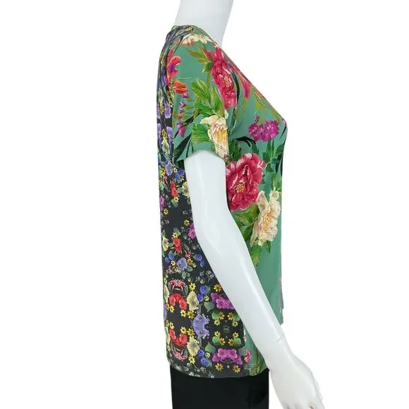 Johnny Was Panya Favorite Floral V-Neck T-Shirt Women's Size M Butterflies BOHO - Picture 11 of 15